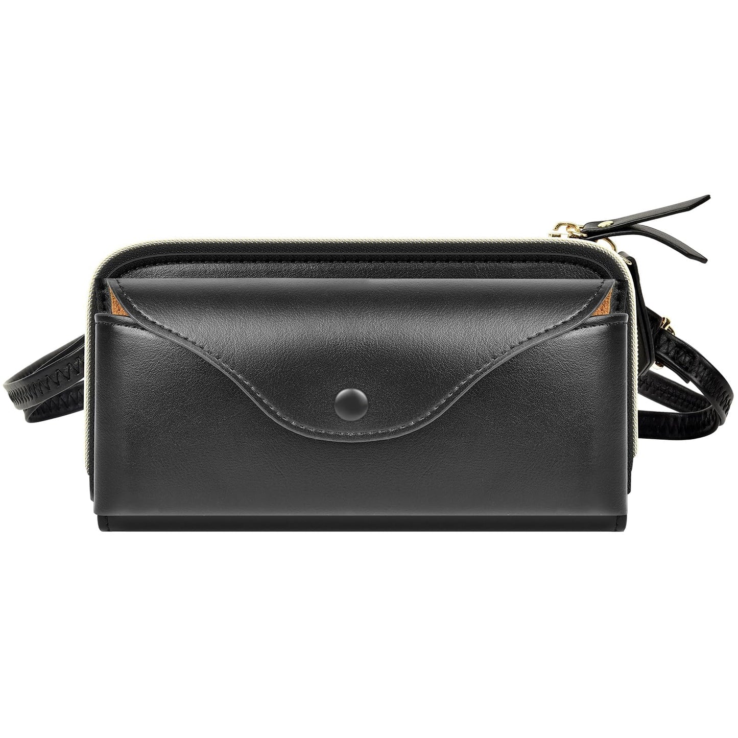 Tanmqin Glasses Case and Cell Phone Purse, Small Crossbody Bag for Women, PU Leather Travel Mini Bag with Shpulder Strap for Eyeglasses, Sunglasses, Smartphones, Accessories - Black