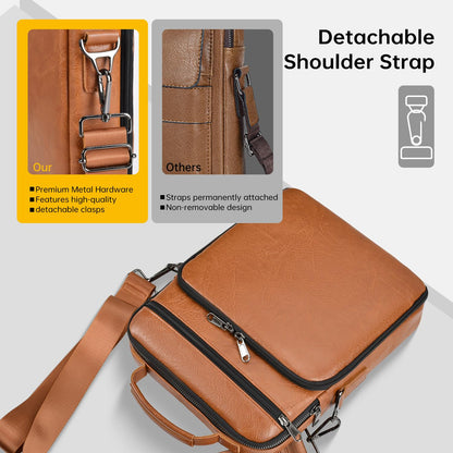 13 Inch Leather Laptop Bag for 2026 MacBook Neo A18 Pro A3404, 2026-2022 MacBook Air 13 M5 M4 M3, Protective Carrying Sleeve Travel Case with Accessory Pockets, Brown