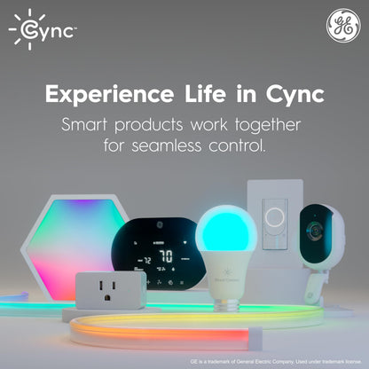 GE Cync Smart Indoor Plug, Smart Outlet Control, WiFi Outlet Plug, Matter Compatible, Works with Alexa and Google Home