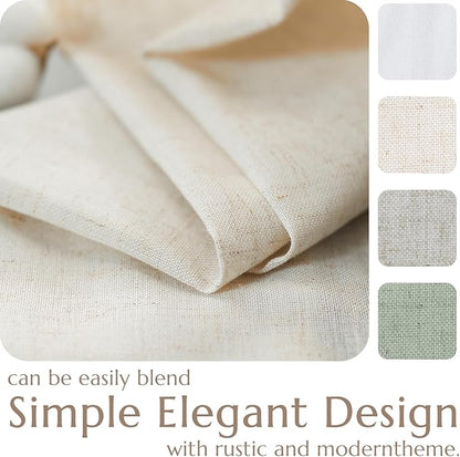 jinchan Linen Textured Tier Curtains 36 Inch for Kitchen Windows Farmhouse Cafe Curtains Small Drapes Rustic Light Filtering Half Window for Living Room Laundry Rod Pocket 2 Panels Natural Crude