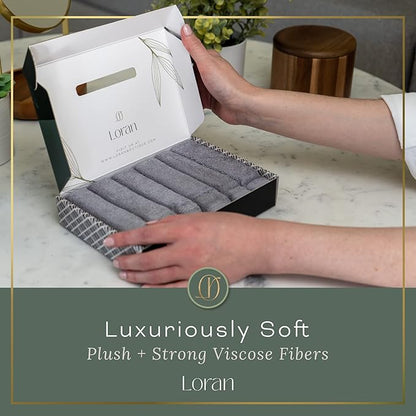 Silver Grey Washcloths Set of 6 Soft Facial Cloths 10” x 10” 100% Viscose