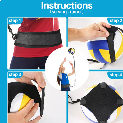 Volleyball Training Kit for Solo Practice, Adjustable Volleyball Serve Trainer, Volleyball Training Equipment for Serving, Setting & Spiking, Volleyball Training Aids for Beginners & Advanced Players