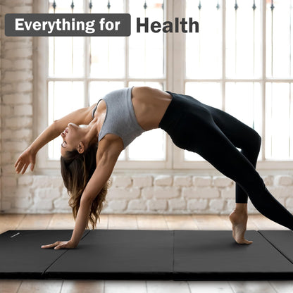 Fitvids Gymnastics Mats for Tumbling, 4'x8'x2" Folding Exercise Gym Mat with Carrying Handles High-Density Anti-Tear Martial Arts Fitness Aerobics Mat for Home Gym Yoga Pilates MMA Core Training, Graphite