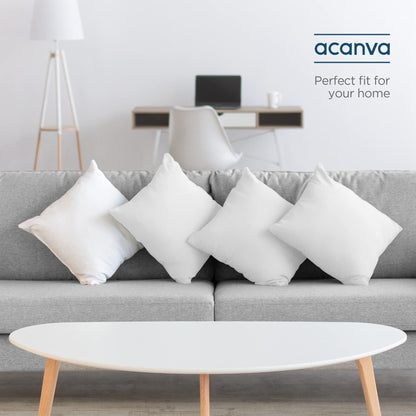 Acanva Throw Pillow Inserts for Bed Couch Sofa, Ultra Soft Polyester Filling for Decorative Cushion Square Sham Form, 18"x18"-4 Pack, White 4 Count
