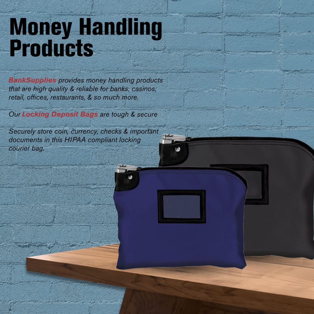 BankSupplies Locking Deposit Bag Laminated Nylon Royal Blue 15 x 11 2 Keys Included HIPAA Compliant Puncture Resistant