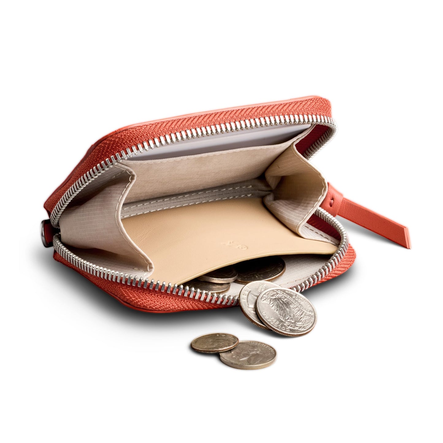 Bellroy Folio Piccolo (small leather zip wallet for men and women, with storage for cards, coins and keys) - BloodOrange