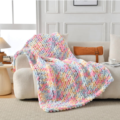 Ultra Soft Chunky Knit Throw Blanket 50x70 Hand Knitted Warm Chenille Throw Blanket, Home Decor Soft Thick Yarn Cable Knit Blanket Breathable Fleece Banket Christmas for Couch Bed Sofa Best Gift