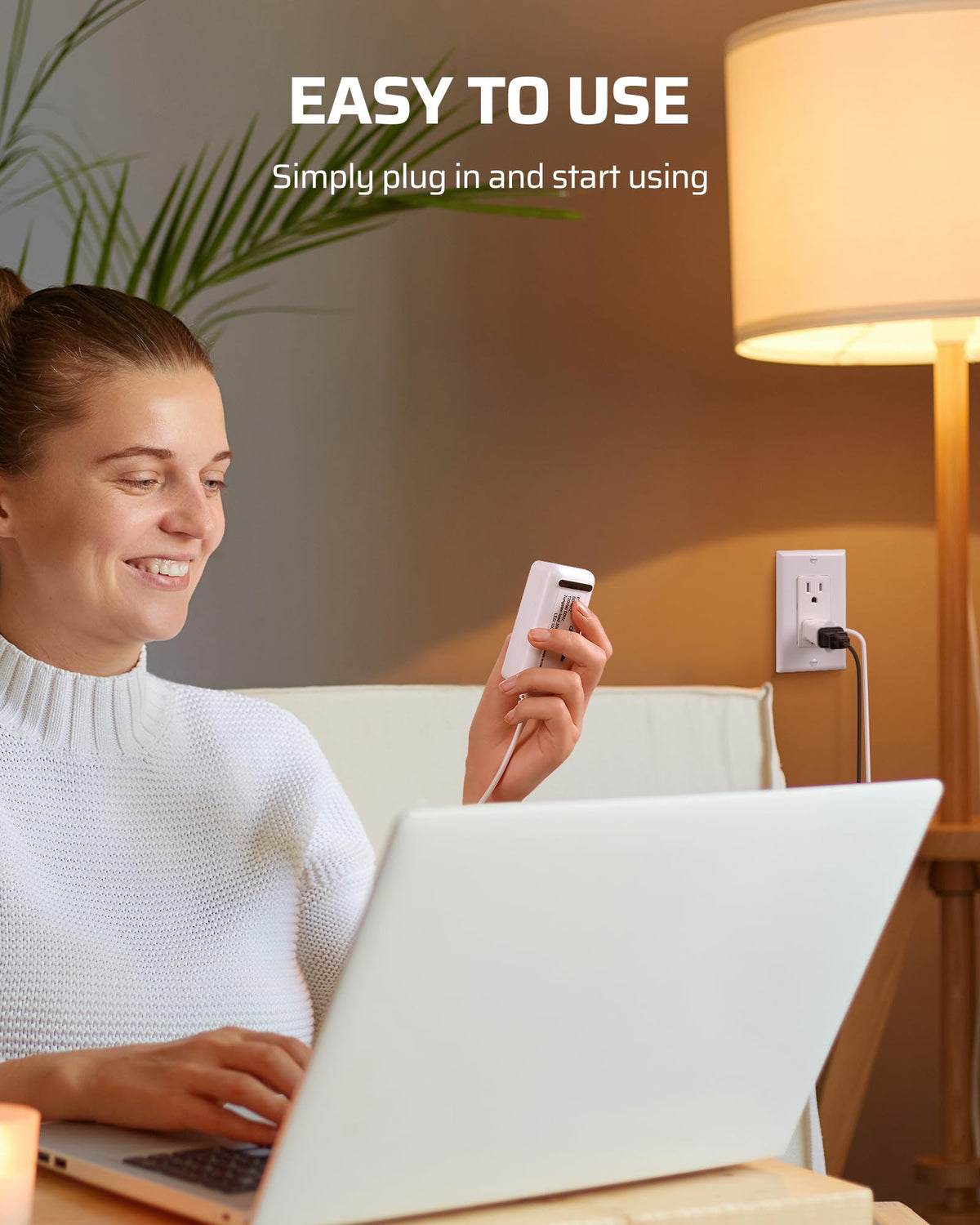 DEWENWILS Plug in Dimmer Switch for Lamp, Table Lamp Dimmer for Dimmable LED/CFL Lights and Incandescent Bulbs, Full Range Slide Control, 5 ft Extension Cord, White