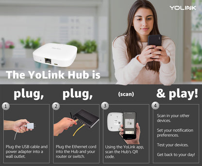 YoLink Smart Power Fail Alarm & Hub Kit, Smart Home Starter Kit with AC Power Outage Alert, LoRa Long-Range, Remote Monitoring, App Alerts, Text/SMS, Email Alerts, IFTTT