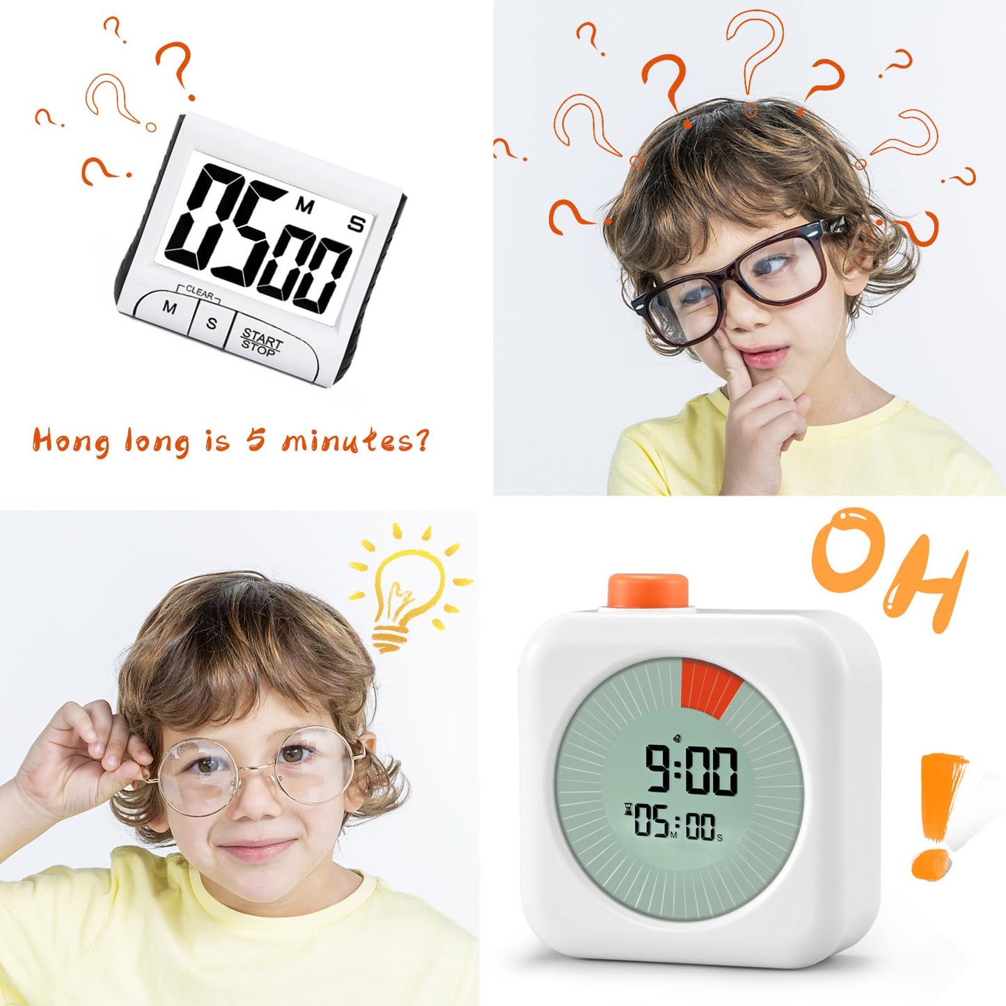 EooCoo Digital Visual Timer 60-Minute Countdown (3-in-1) for Kids & Adults, Handy Time Management Tool, Classroom Essential, Ideal Back-to-School Teacher Gift - Fits Homeschool, Kitchen, ADHD Users