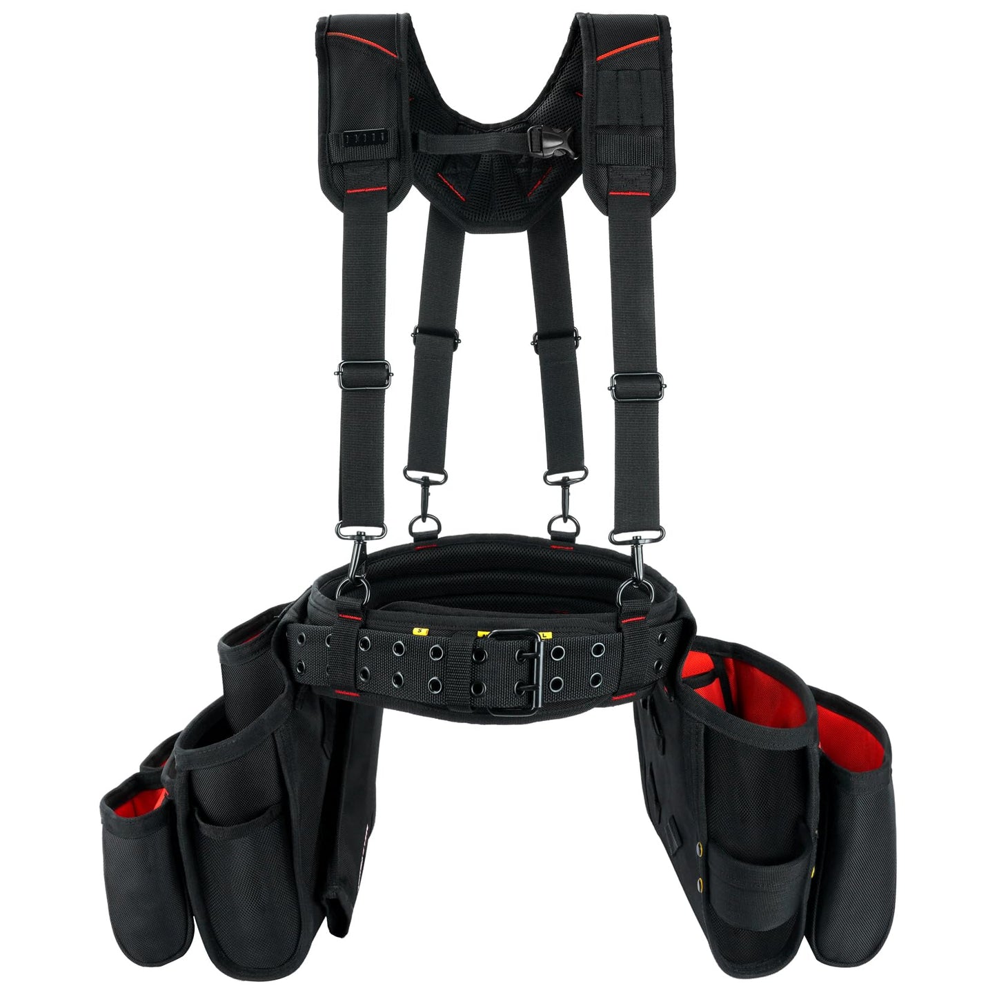 MELOTOUGH Tool Belt with Suspenders Electrician Tool Bag Suspenders Framers Combo Apron Tool Belt Construction Tool Pouch Suspenders Heavy Duty Carpenter Suspension Rig(RED)