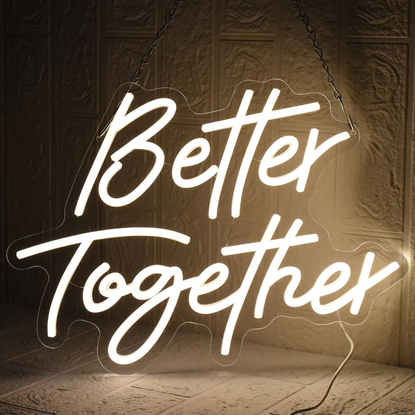 UExnkj-Y Better Together Neon Sign, Wedding Neon Sign, LED Neon Light for Wall Decor, Warm White Led Neon Light USB Dimmable Letters Neon Signs for Wedding, Engagement Party