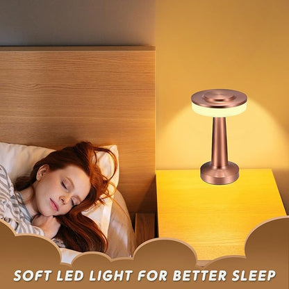 VIHOSE 8 Pcs 8 Pcs Cordless Table Lamps LED Portable Rechargeable Table Lamp with Touch Sensor 3 Color Dimming up to 15 Hours Battery Desk Light for Restaurant Nursery Living Room (Rose Gold)