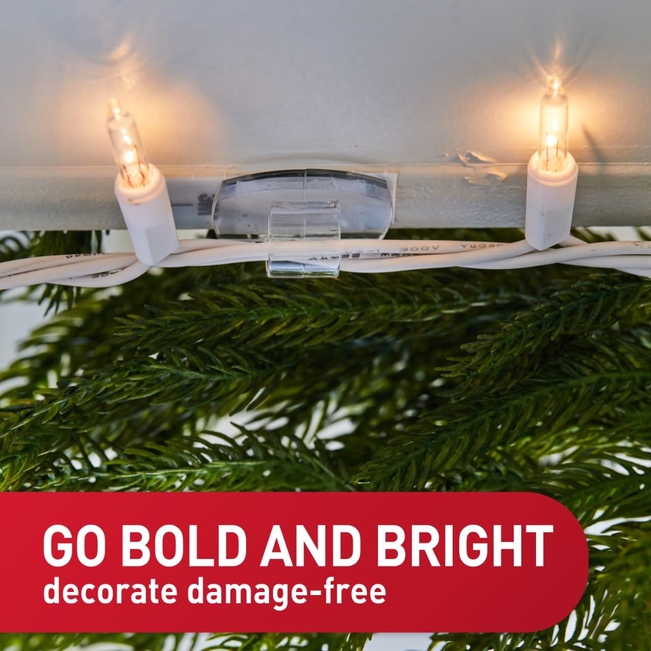 Command Outdoor Light Clips, 20 Clear Clips and 24 Command Strips, Damage-Free Hanging Outdoor Light Clips with Weather Resistant Strips, Wall Clip for Hanging Outdoor Lights and Cable Management
