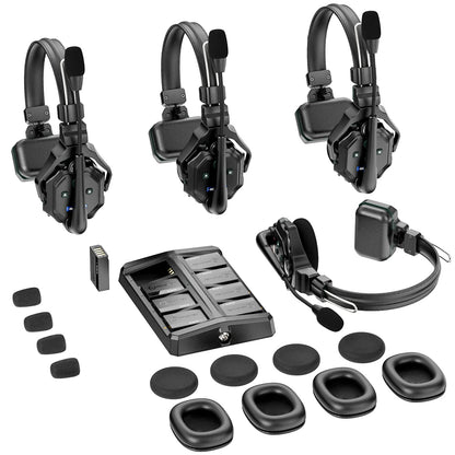 Hollyland Solidcom C1 9-Person Wireless Headset Intercom System with Base Station & 9 headsets, 1.9GHz Full-Duplex Team Communication with AB Grouping Cloud Meeting Announcement Expandable Connection