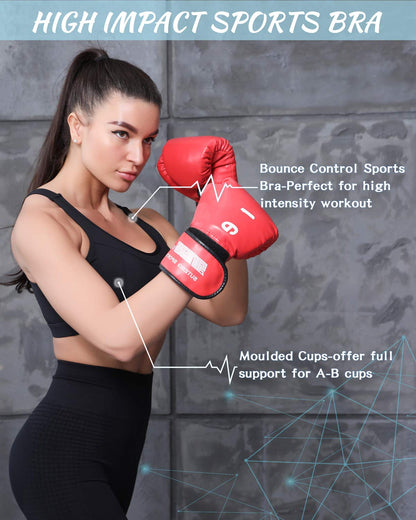 RUNNING GIRL High Impact Sports Bras for Women,Racerback Bra Workout Crop Tops for Women(WX2667 Black,M)