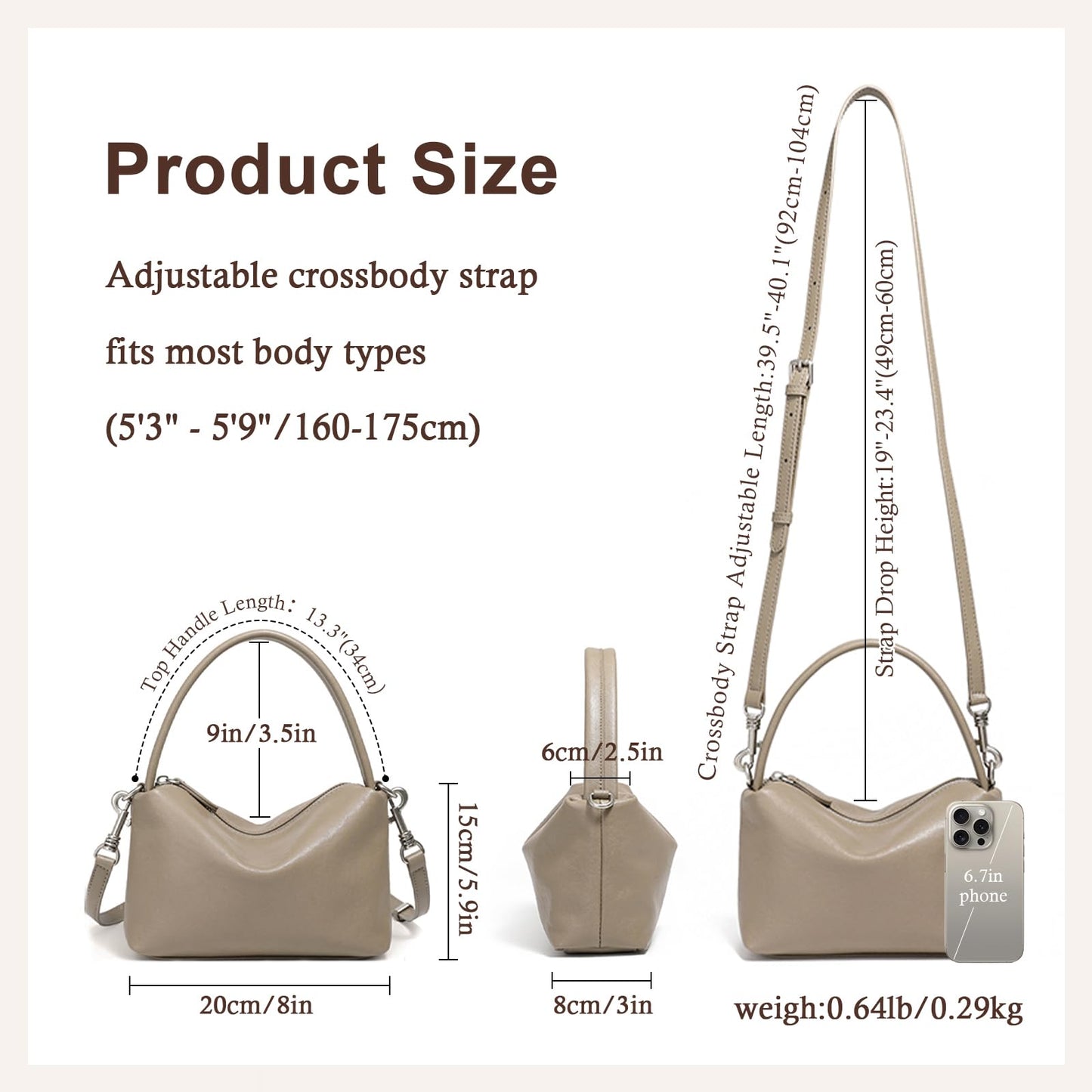 MFFOR Genuine Leather Small Purse, Hobo Crossbody Bags for Women, Slouchy Shoulder Bag, Designer Handbags for Daily Use (Gray)