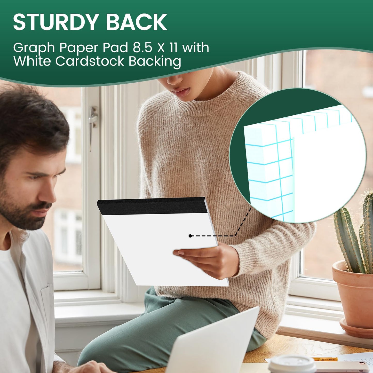 Ciphyfee Graph Paper 8.5 X 11, 6 Pack, 4x4 Quad Ruled, Grid Paper Pad 8-1/2" X 11", Grid Pad 8.5 X 11.75, Engineering Notebook, Easy Tears Off, White 70 Gsm Graft Paper