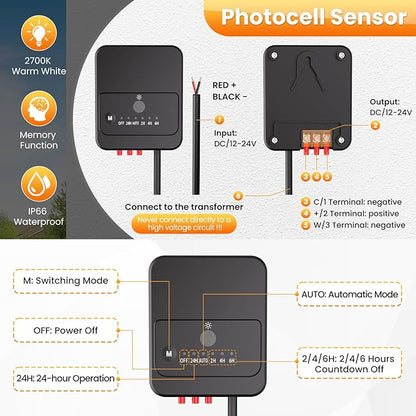 ZZXX 8 Inch 5W LED Hardscape Lighting 2700K Retaining Wall Lights 12-24V Low Voltage Step Light with Photocell Sensor IP68 Waterproof Paver Lights Outdoor for Deck Fence Patio Walls Stairs,8 Pack