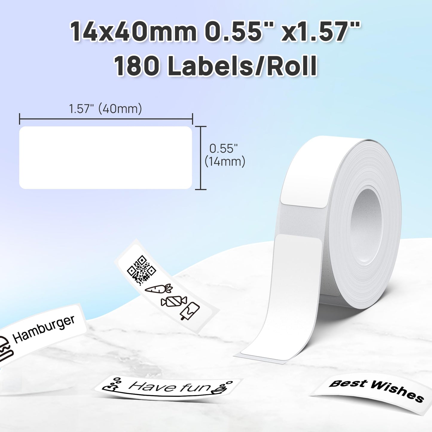 POLONO Genuine P31S Label Maker Tape, Adapted Label Print Paper, 14x40mm(0.55"x1.57"), Label Tape Refill for Home/Office, Compatible with P31S Label Maker, 540 Labels/3 Roll, White