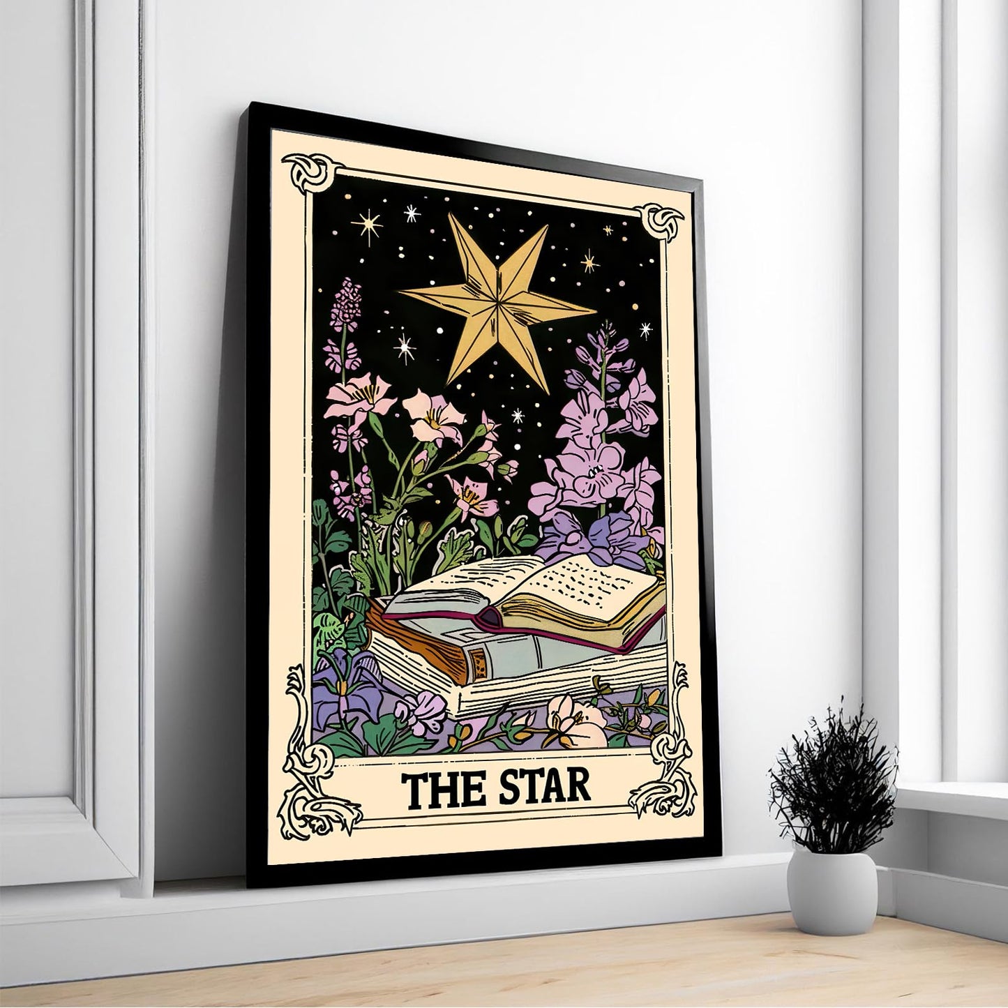 Retro Bohemian-style star Tarot card wall art aesthetics Astrology Tarot card magic bedroom aesthetics wall art decoration room bedroom living room 16x24inch Unframed