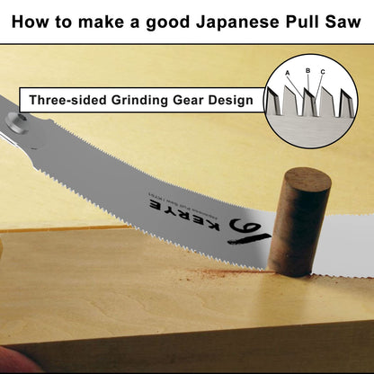 KERYE Japanese Pull Saw 9.5 Inch, Hand Saw with Double Edges of 10/17 TPI and Replaceable Blade, Ryoba Wood Cuttter, Sharp and Light Woodworking Tools Gifts for Men and Women-KY01