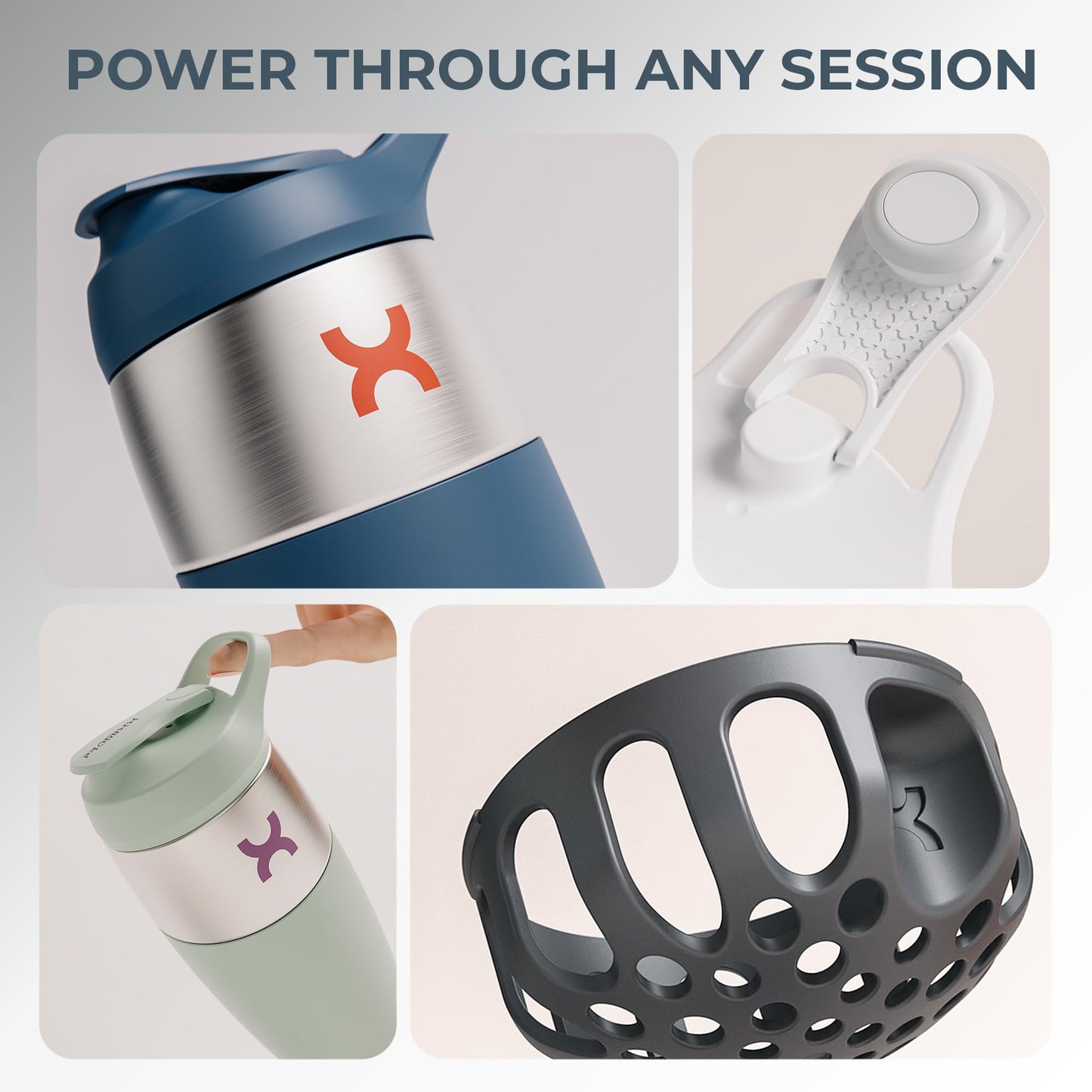Promixx Pursuit Shaker Bottle - Single-Wall Stainless Steel Protein Shaker Bottle, Super Smooth Shakes, 32oz, Mulberry