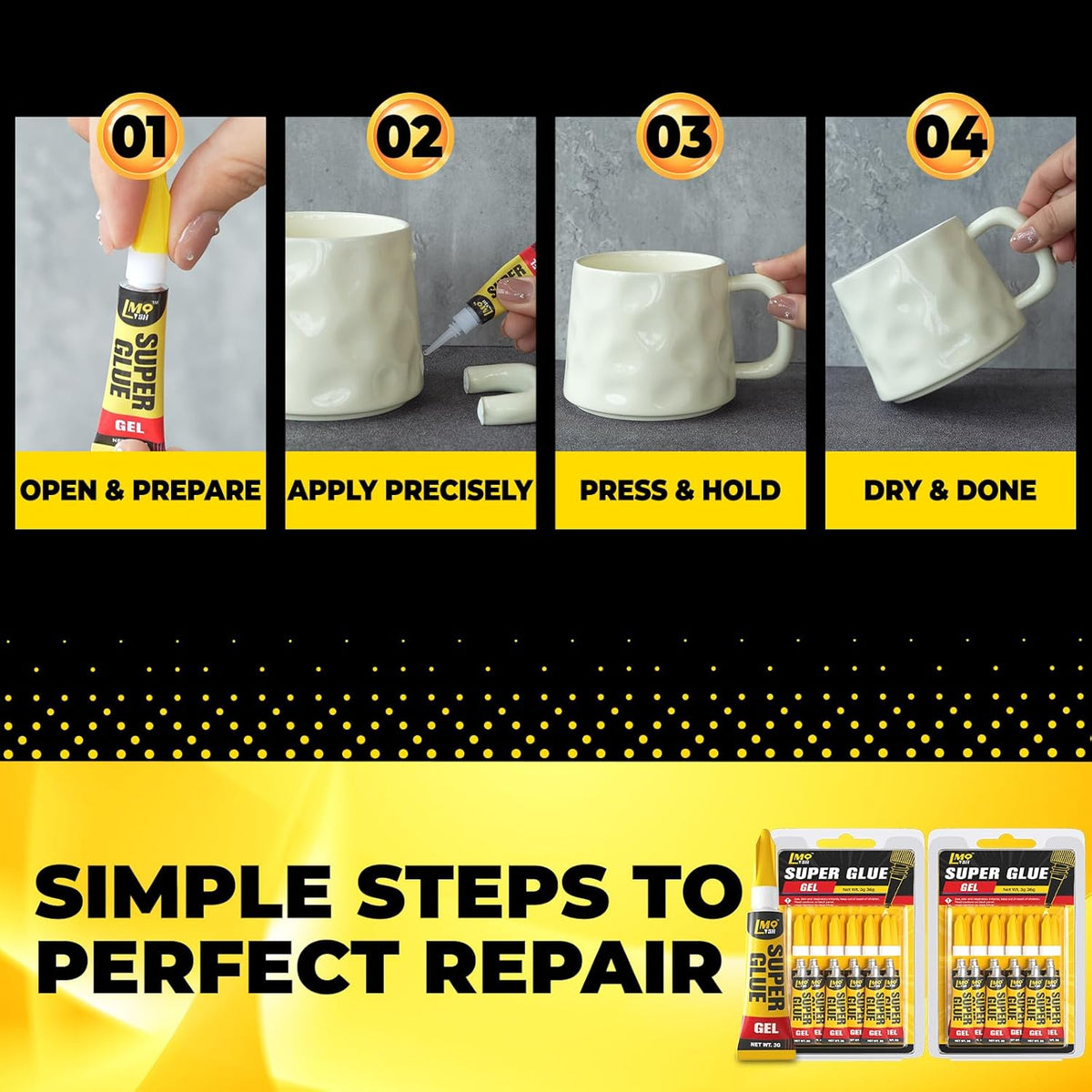 Super Glue Gel Clear, 24×3g All Purpose Strong Bond Single Use Heavy Duty CA Glue, Instant Cyanoacrylate Adhesive Multipack for Plastic Ceramic Glass Jewelry Metal Fletching Wood Porcelain Aquarium