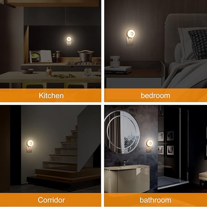 Night Light Plug in, Bright Motion Sensor Nightlights (200 Lumens), Smart LED Night Lights Plug Into Wall, Ideal for Bathroom, Hallway, Garage (Cool White 4Pack)