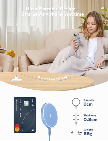 MagSafe Charger Magnetic Wireless iPhone Charge Compatible with iPhone 17 Pro Max Air 16 15 14 Pro Max Plus 13 12 Pro Max & AirPods 4 3 2 Pro - Charging Pad Dock for Travel Home Office