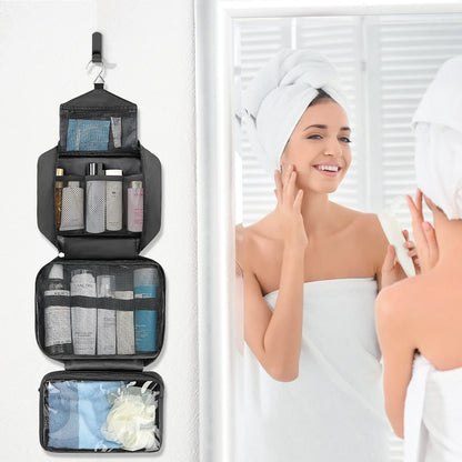 Maliton Toiletry Bag for Men & Women Large Toiletry Bags for Traveling Hanging Toiletry Bag Hygiene Bag with 4 Compartments Waterproof Bathroom Shower Bag (Black)