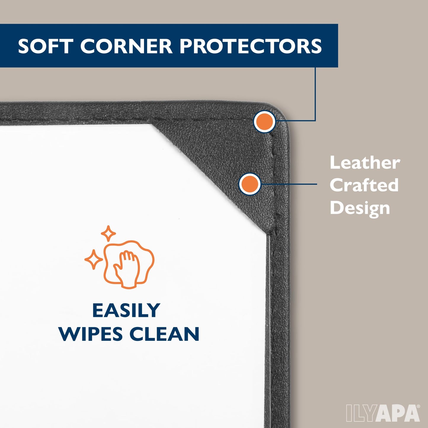 Ilyapa 5 Pack Restaurant Menu Covers 11 x 17 - Vinyl Leather Menu Holder, Single Sided Book with Corner Sleeves for Display of Wedding Menus, Weekly Kitchen Specials & Bar Drinks for Table Top