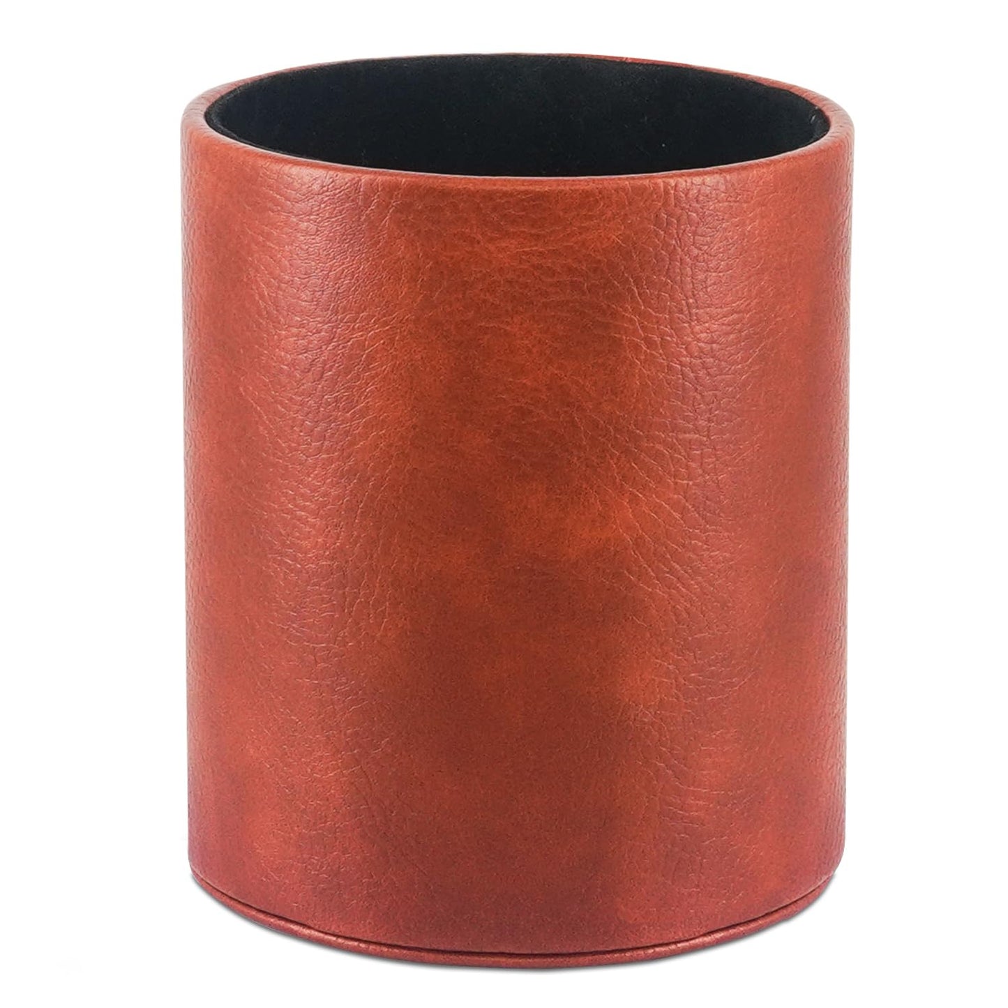HEISHAYU PU Leather Pencil Pen Holder Cup Stand,Desk Accessories Holder,Makeup Brush Storage Organizer,Desktop Stationery Organizer for Office School Home Supplies (Brown)