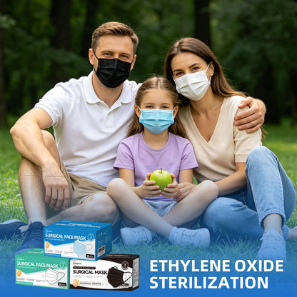 CHAOYA Surgical Masks,Black Face Masks Disposable,Individually Wrapped,50 Pack,Comfy,Breathable