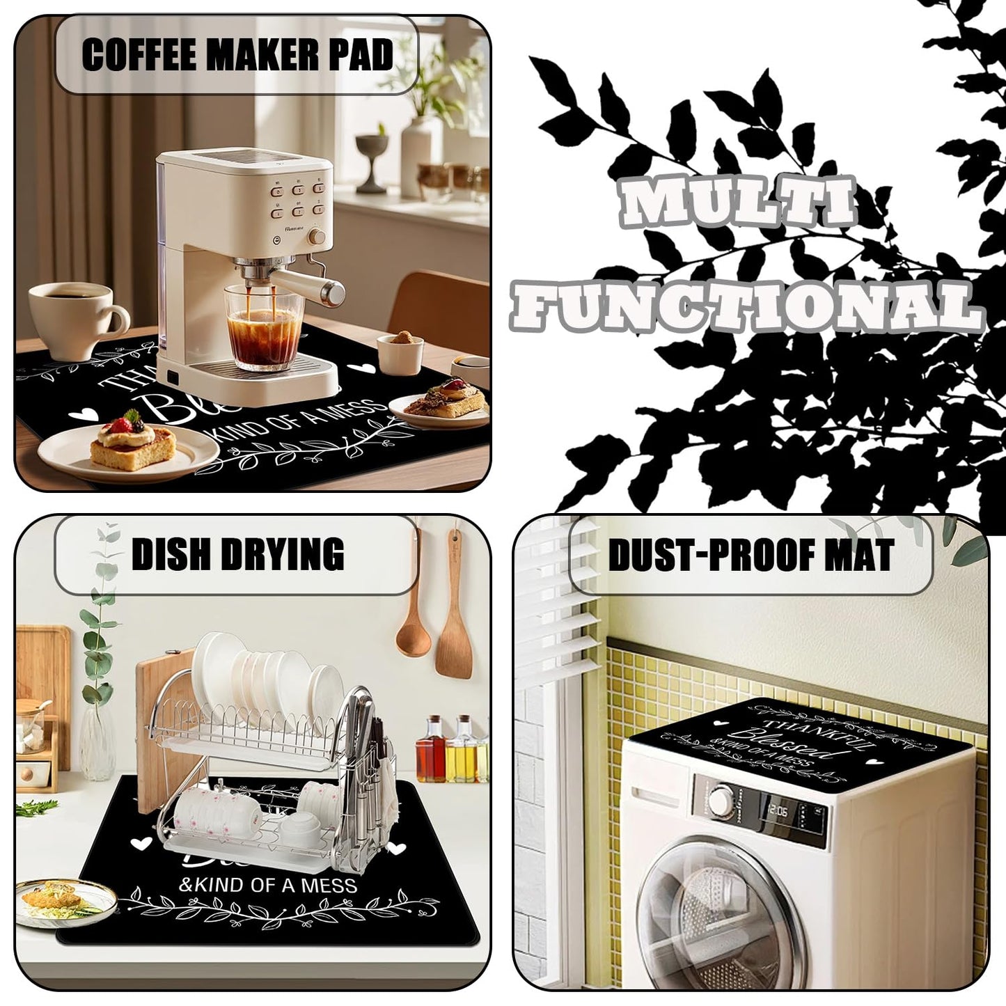 Funny Stove Top Cover for Electric Stove, Black Range Covers, Thanksgiving Range Top Mats, Thankful Blessed Cooktop Cover 28x20 inch, Glass Cooktop Covers for Kitchen Holiday Home Decor