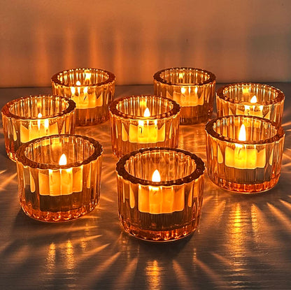 GOLDEAL Gold Round Tealight Candle Holders,Set of 24 Thick Glass Tea Light Candle Holder Decor,Candlestick for Wedding Decor,Party,Baby Shower Party,Bridal Shower Party,Table Centerpiece, Home Décor