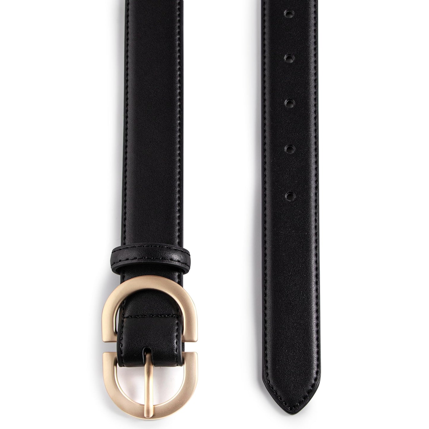 Umjetnost Women Leather Belt for Jeans Pants Fashion Ladies Casual Waist Belt with Gold Buckle(A30-Black-S)