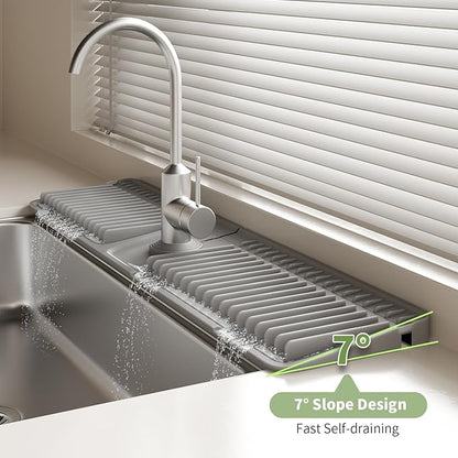 Faucet Mat for Kitchen Sink, 24 Inch Longer Silicone Sink Splash Guard