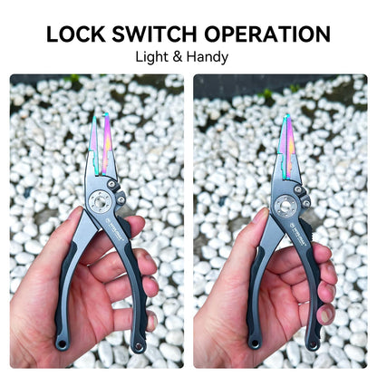 Fishing Pliers for Saltwater & Freshwater, with line Cutter, 6 or 7.5 inch, Hook Remover Pliers, SUS420 Jaws with Titanium Coating, Tungsten Carbide Cutter (Black, 7.5 inch)