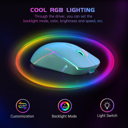 FFJ Wireless Gaming Mouse, 24000 DPI, Tri-Mode 2.4G/USB-C/Bluetooth 5.3 Gaming Mouse Wireless, RGB Programmable Mouse Gamer, 75Hrs Battery Life, Rechargeable Gaming Mice for PC, Mac, PS5, Xbox - Black