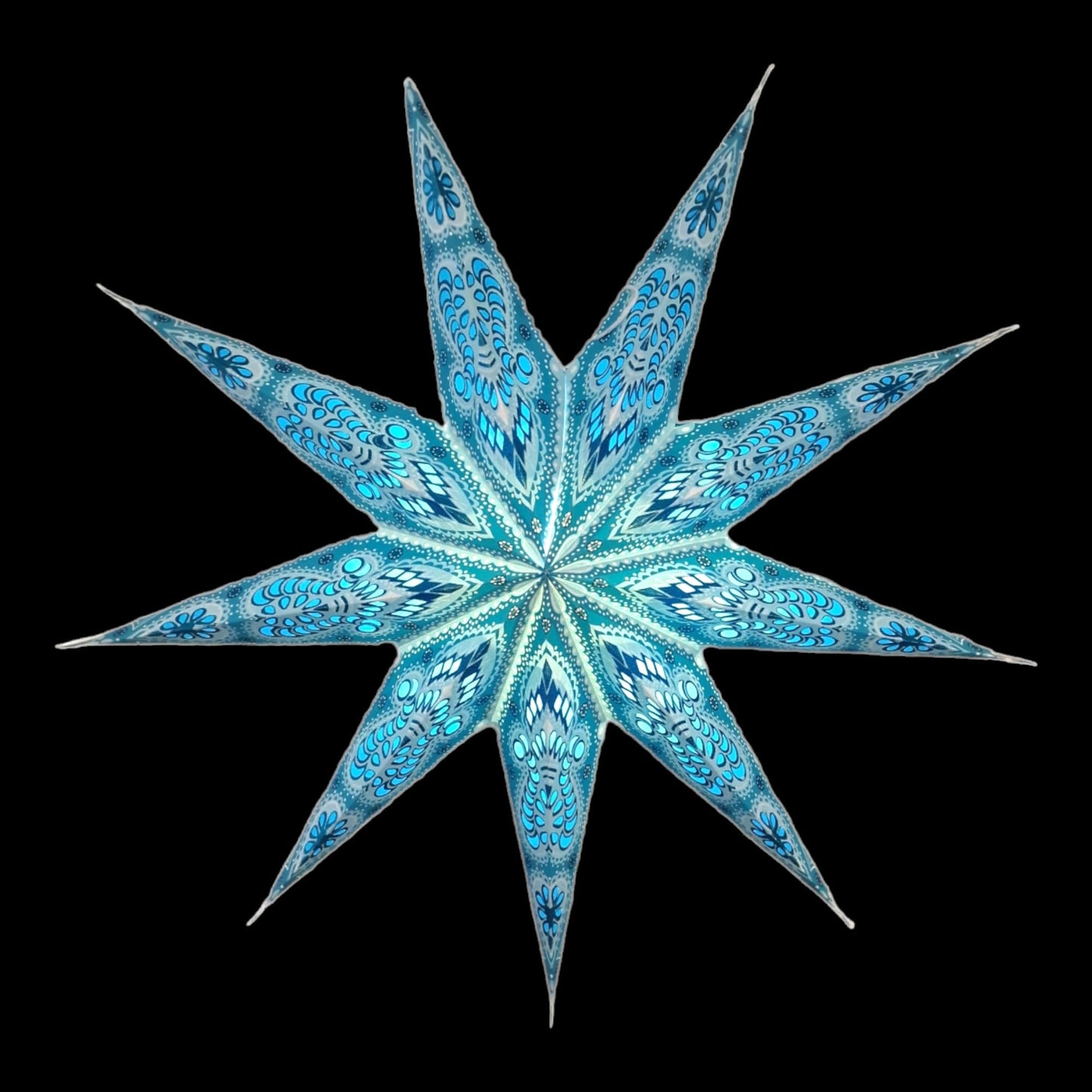 YEPSIO Lantern Lampshade 9 Pointed Paper Star Light Shades Large 60cm Star Hanging Decorations for Christmas Wedding Home Decoration Birthday Party (Turquoise)