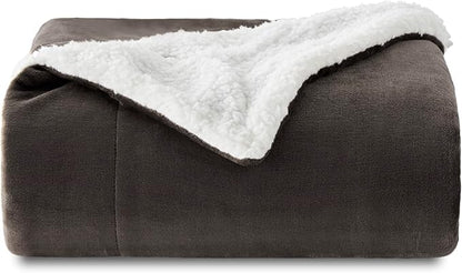 Bedsure GentleSoft Sherpa Fleece Throw Blanket Twin Size for Couch - Thick and Warm Throw for Men, Soft Fuzzy Plush Twin Blanket for Winter, Brown, 60x80 Inches
