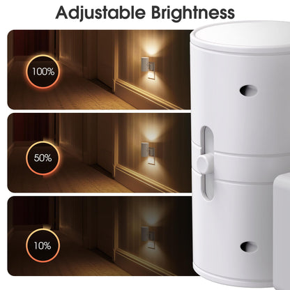 Briignite Night Lights Plug into Wall, Modern LED Night Light Plug in, Dusk to Dawn Sensor, Soft White 3000K, 0-100LM Adjustable Brightness, Dimmable NightLight for Hallway, Bedroom, Stairway, 2 Pack