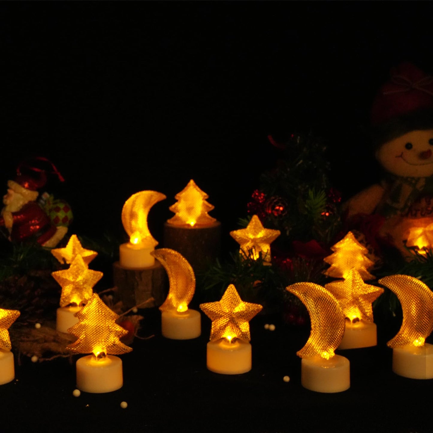 6PCS Star Tea Lights Candles(Ironwork), LED Flameless Candles Battery Operated for Holiday Gifts, Led MINI Electric Faker Votive Tealight Candles for Diwali,Birthday Christmas Decorations (Star, 6)