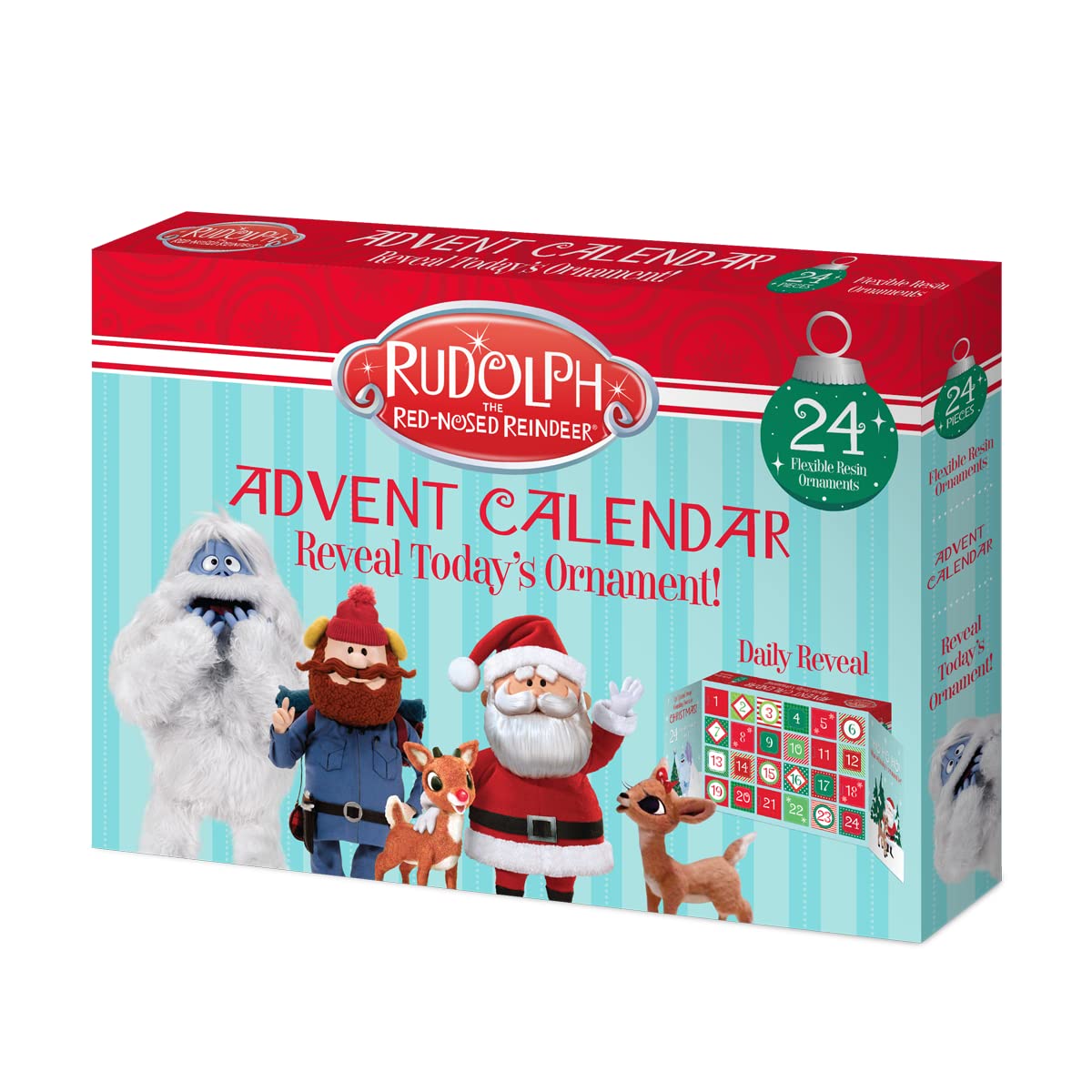 Old World Christmas Rudolph Advent Calendar, 24 Mini Resin Ornaments Featuring Rudolph and Friends, Christmas Countdown for Kids, Child-Safe and Durable, Collectible Holiday Décor