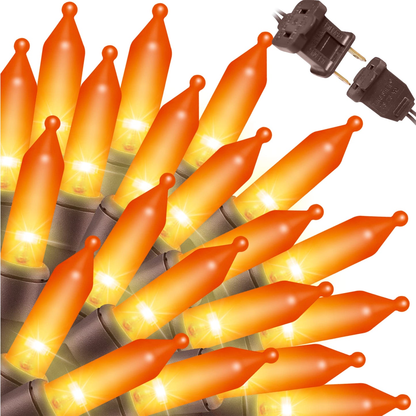 LAMPHOME Orange Thanksgiving Mini Lights, 100Count 19.6ft Autumn Fall String Lights,Connectable 120V Plug in Outdoor Halloween Home Christmas Tree Garden Holiday Party Patio Decor