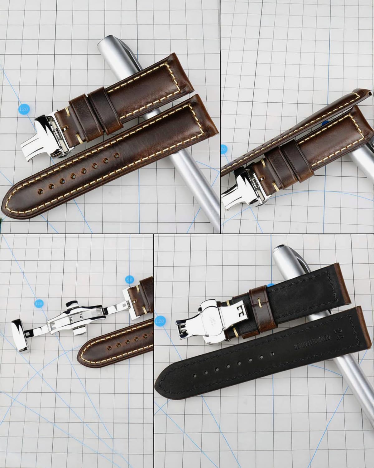 REZERO Watch Band, Vintage Oil Wax Leather Watch Straps 18mm 19mm 20mm 21mm 22mm 23mm 24mm 26mm Watch Belt for Men Women