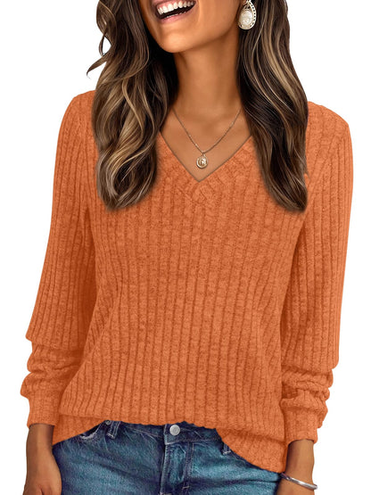 AUTOMET Womens V Neck Long Sleeve Shirt Fall Fashion Tops Tunic Dressy Casual Sweater Clothes Cute Trendy Work Outfits 2025