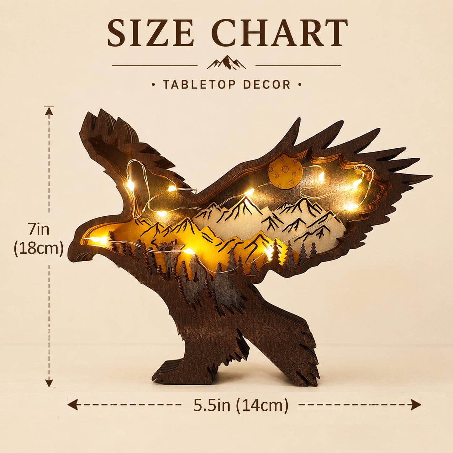 Drawelry 3D Wood Carving Animals Lamp Home Decorative, Cute Bear Family Elephant Presents Ideas Christmas Living Room Office Decor Warm LED Night Lights Gift for Friend Daughter Son Mom Dad (Eagle)