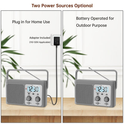 DreamSky AM FM Radio Portable Shortwave Radio Battery Powered/Plug in Wall